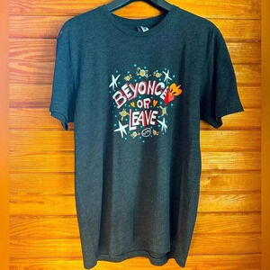 BEYONCÉ OR LEAVE by Simon gray color short sleeve unisex tshirt size adult LARGE